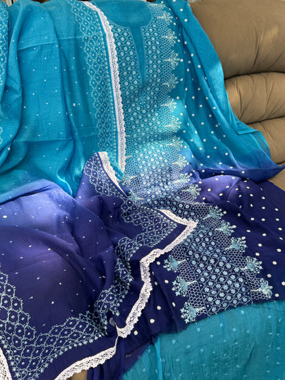 Sky & Blue Gradient Kurta Suit Set