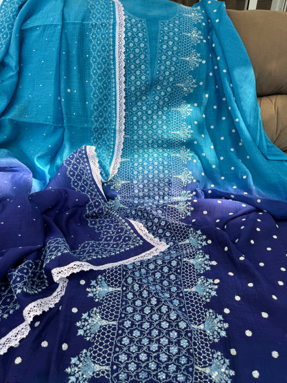 Sky & Blue Gradient Kurta Suit Set