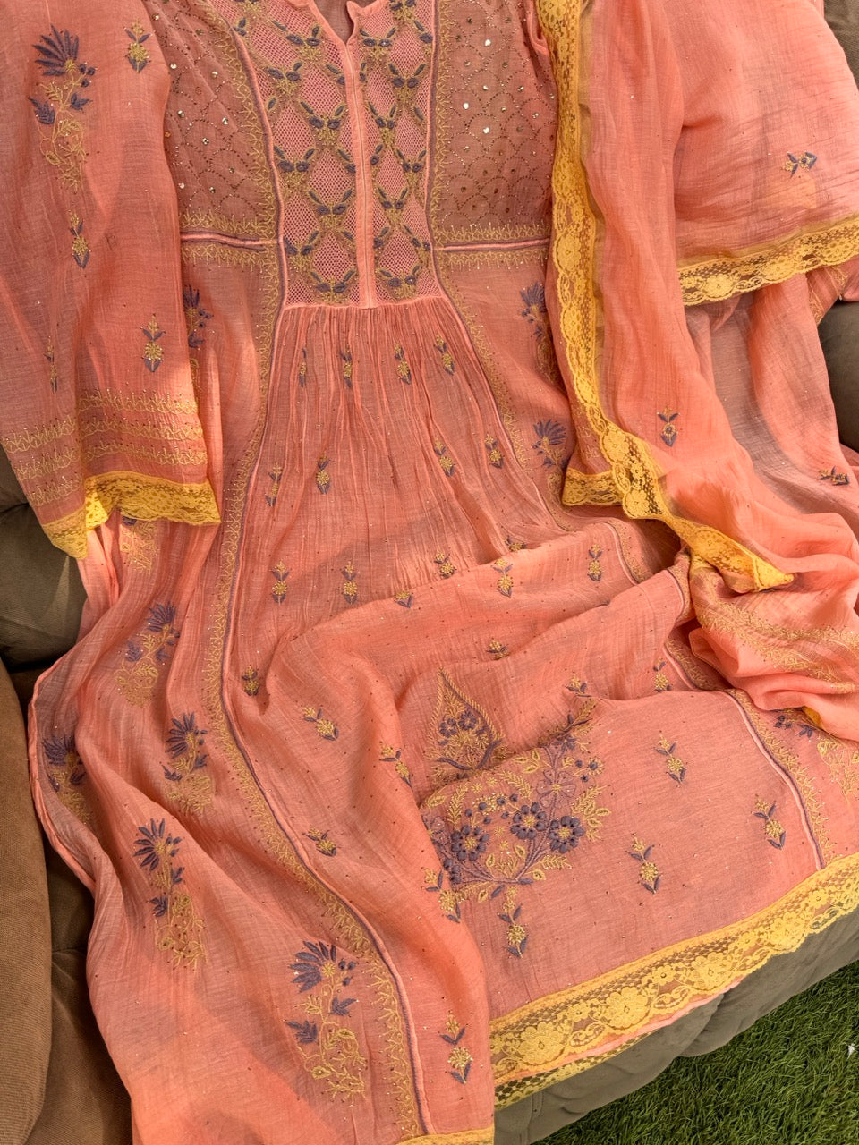 Semistitched Mulmul Anarkali