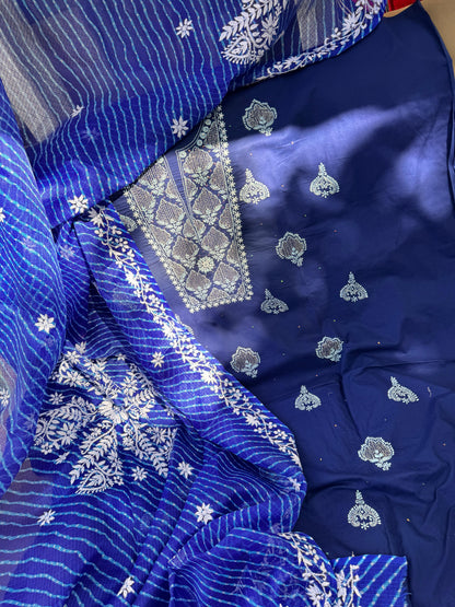 Cotton Kurta with fine Chikankari, Sequins and Cutdana Work